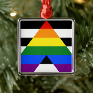 Adorno Metálico La bandera de aliado heterosexual de SlipperyJoe c