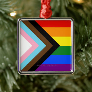 Adorno Metálico La bandera del orgullo progresista de SlipperyJoe'