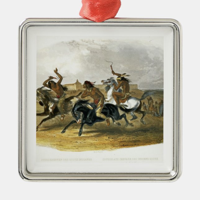 Adorno Metálico La carrera de caballos de los indios de Siux (Frente)