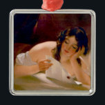 Adorno Metálico La carta de amor (de Thomas Sully)<br><div class="desc">Este diseño presenta un cuadro del artista estadounidense Thomas Sully (1783-1872). Muestra a una jovencita amorosa descansando en una cama o sofá mientras lee una carta de amor de su admiración. Ella está soñando despierta con las palabras románticas que contiene la carta. La mujer está descansando su cabeza suavemente sobre...</div>