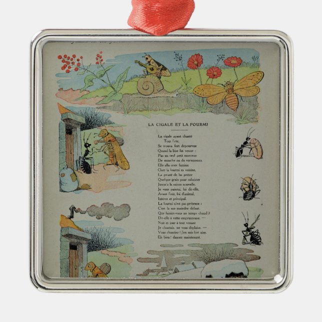 Adorno Metálico La cigarra y la hormiga de las fábulas (Frente)