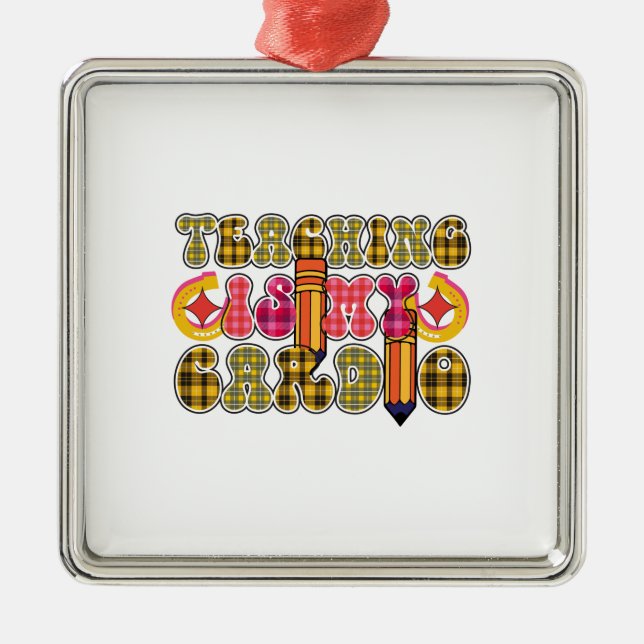 Adorno Metálico La Enseñanza Es Mi Cardio (Frente)