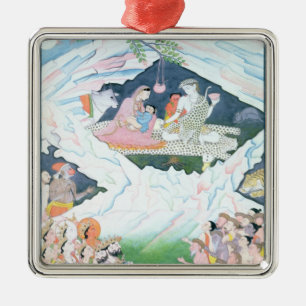 Adorno Metálico La familia santa de Shiva y de Parvati