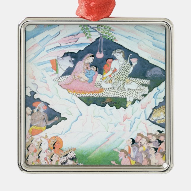 Adorno Metálico La familia santa de Shiva y de Parvati (Frente)