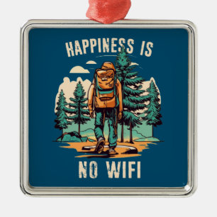 Adorno Metálico La Felicidad Es Dejar Atrás el Wifi