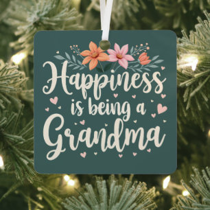 Adorno Metálico La felicidad es ser una abuela Floral Cottagecore