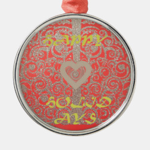 Adorno Metálico La feliz colección de oro y rojo del corazón de la