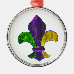 Adorno Metálico La flor de lis Mardi Gra añade el texto
