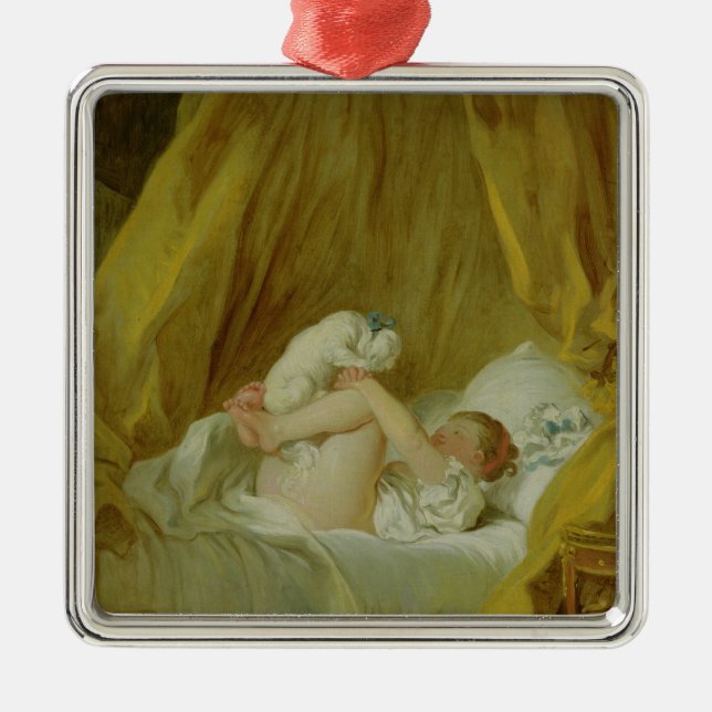 Adorno Metálico "La Gimblette", Chica con perro, c.1770 (aceite en (Frente)