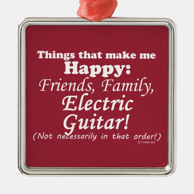 Adorno Metálico La guitarra eléctrica me hace feliz (Frente)