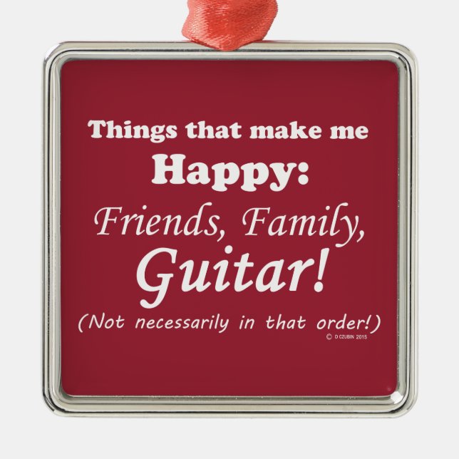 Adorno Metálico La guitarra me hace feliz (Frente)