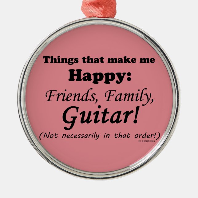 Adorno Metálico La guitarra me hace feliz (Frente)