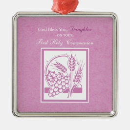 Adorno Metálico La hija es la primera comunión, rosa