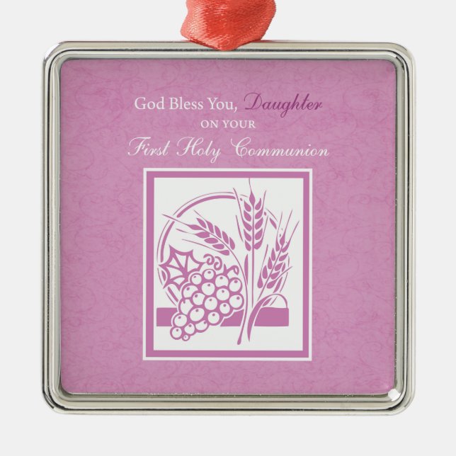 Adorno Metálico La hija es la primera comunión, rosa (Frente)