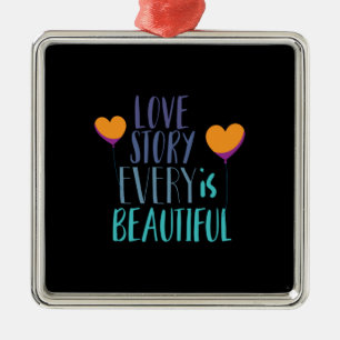 Adorno Metálico La historia de amor de la pareja de regalos es her