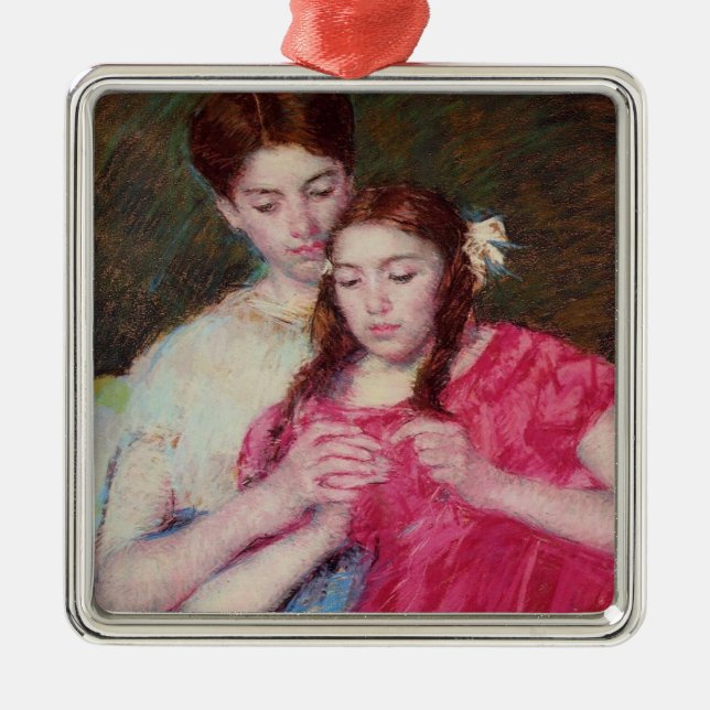 Adorno Metálico La lección de Crochet (dos hermanas) (Frente)