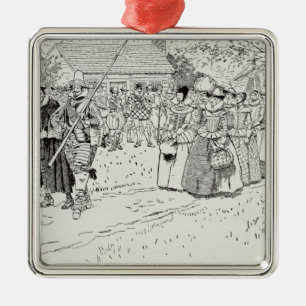 Adorno Metálico La llegada de las mujeres jovenes en Jamestown