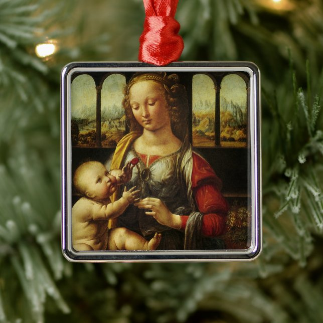 Adorno Metálico La Madonna del clavel de Leonardo da Vinci (Árbol)