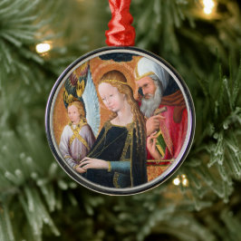 Adorno Metálico La Madonna Esperanzada con San José Redondo