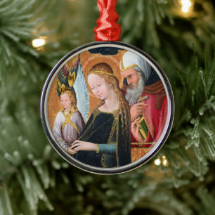 Adorno Metálico La Madonna Esperanzada con San José Redondo