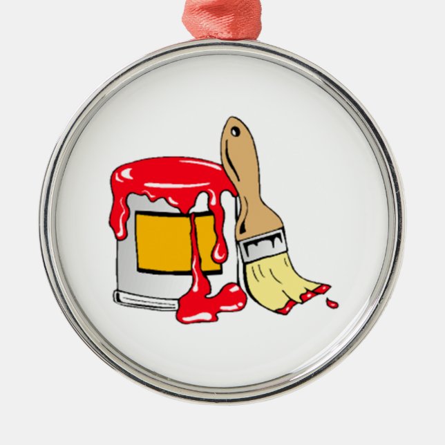 Adorno Metálico La pintura roja puede y cepillo (Frente)