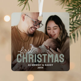 Adorno Metálico La primera foto de Navidad de padres nuevos