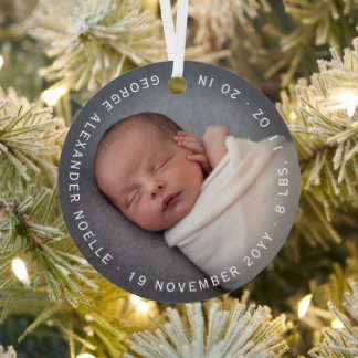 Adorno Metálico La primera foto del círculo Minimalista de Navidad