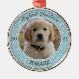 Adorno Metálico La primera foto navideña de una pipa personalizada