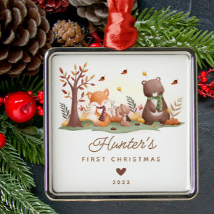 Adorno Metálico La primera Navidad de los animales de Woodland