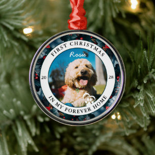 Adorno Metálico La primera Navidad de los perros en casa para siem