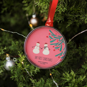 Adorno Metálico La primera Navidad del bebé - adorable dúo de muñe