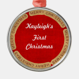 Adorno Metálico La primera Navidad del bebé personalizado