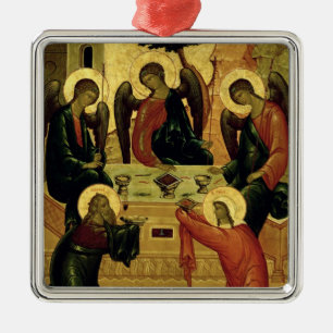 Adorno Metálico La trinidad santa, escuela de Novgorod, siglo XV