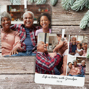 Adorno Metálico La vida es mejor con el abuelo Foto de Navidad