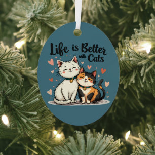 Adorno Metálico La vida es mejor con gatos estética de gato lindo