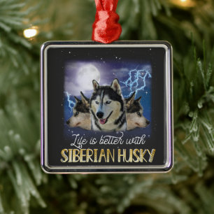 Adorno Metálico La Vida Es Mejor Con Un Husky Siberiano