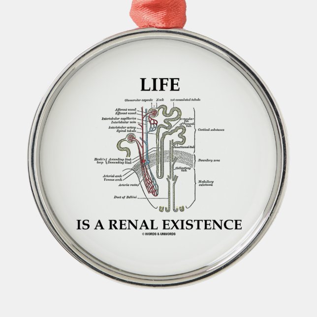 Adorno Metálico La vida es una existencia renal (riñón Nephron) (Frente)