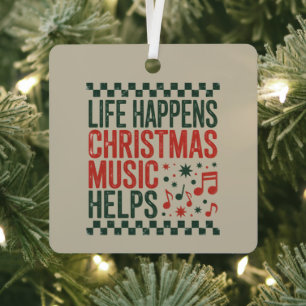 Adorno Metálico La Vida Sucede La Música de Navidad Ayuda Divertid