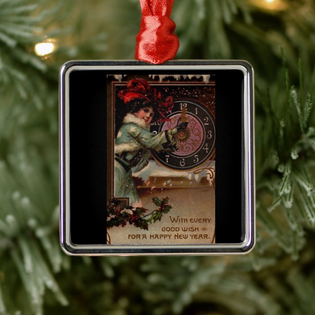 Adorno Metálico La Vieja Victoria Feliz Año Nuevo (Árbol)