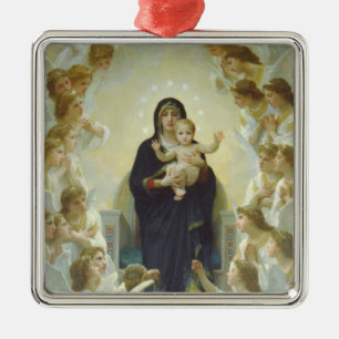 Adorno Metálico La Virgen con los Ángeles