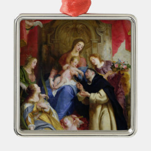 Adorno Metálico La Virgen que ofrece el rosario