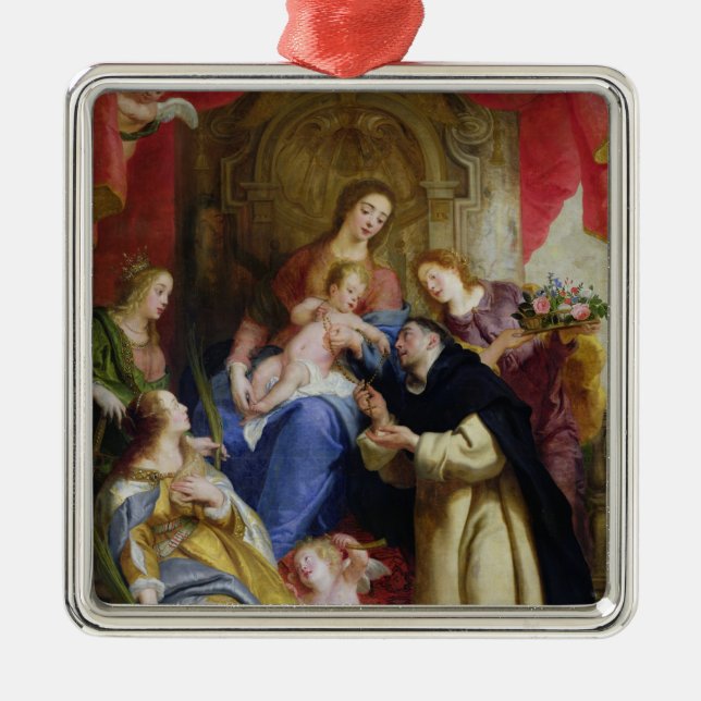 Adorno Metálico La Virgen que ofrece el rosario (Frente)