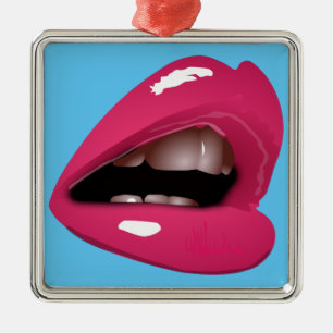 Adorno Metálico labios rosados