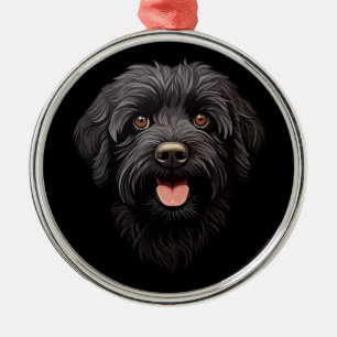 Adorno Metálico Labradoodle Perro Negro
