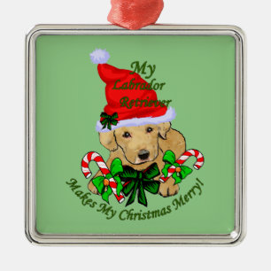 Adorno Metálico Labrador Retriever Amarillo de Navidad