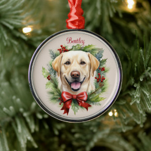 Adorno Metálico Labrador Retriever Amarillo Memorial de Mascota de