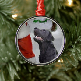 Adorno Metálico Labrador Retriever se reúne con Navidades de Santa