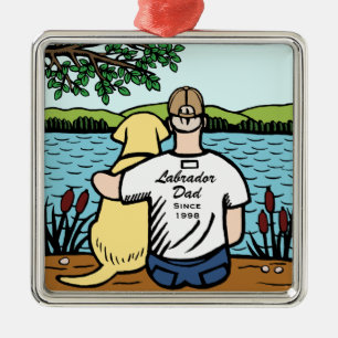 Adorno Metálico Labrador y papá amarillos personalizados
