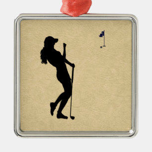 Adorno Metálico Ladies Golfer