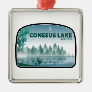 Adorno Metálico Lago Conesus Nueva York Ciervo
